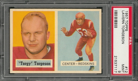 1957 Topps Football #12 Lavern Torgeson – PSA MINT 9